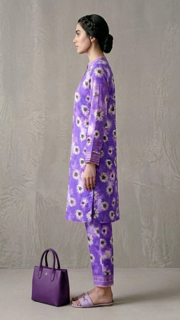 2-PC Stitched Printed Arabic Lawn Suit
