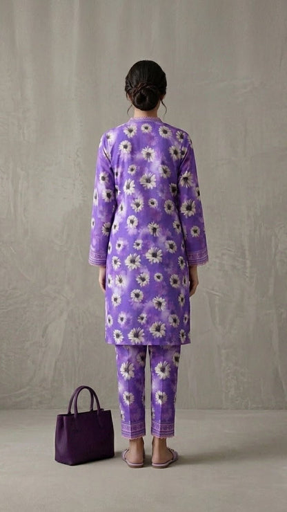 2-PC Stitched Printed Arabic Lawn Suit