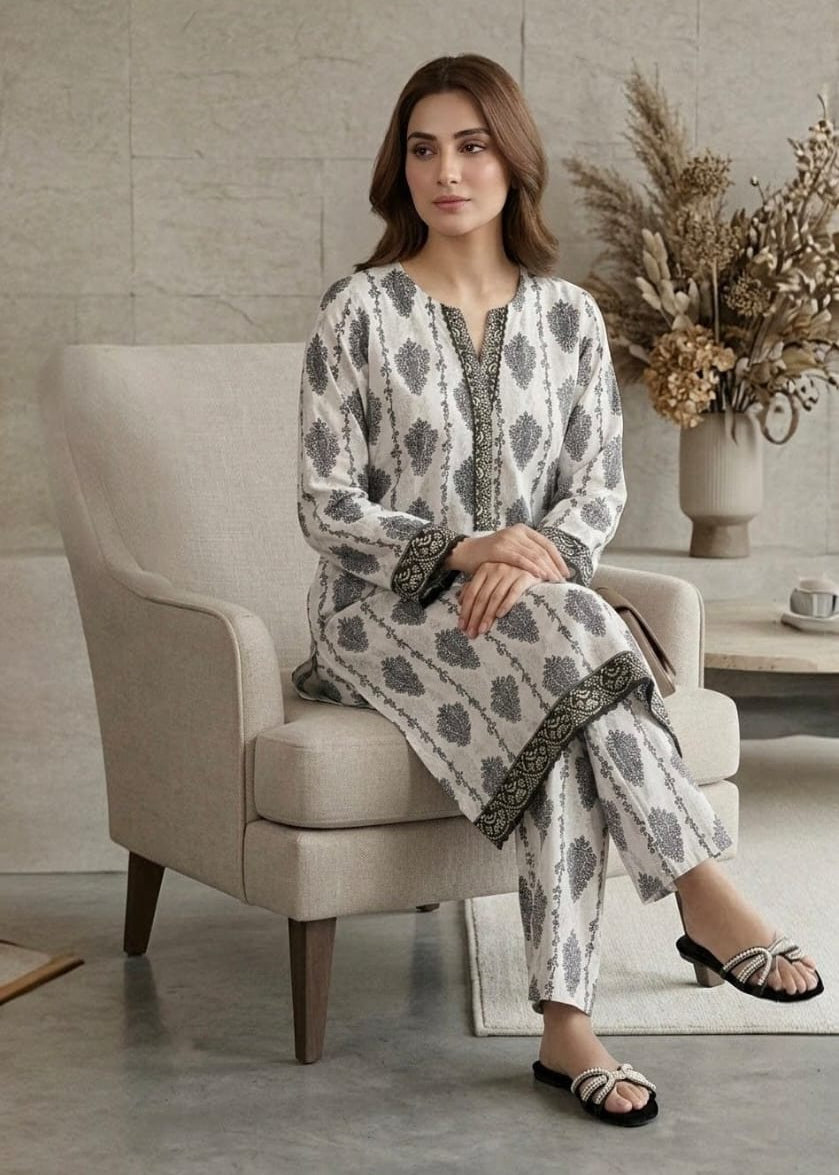 2-PC Stitched Printed Arabic-lawn Suit