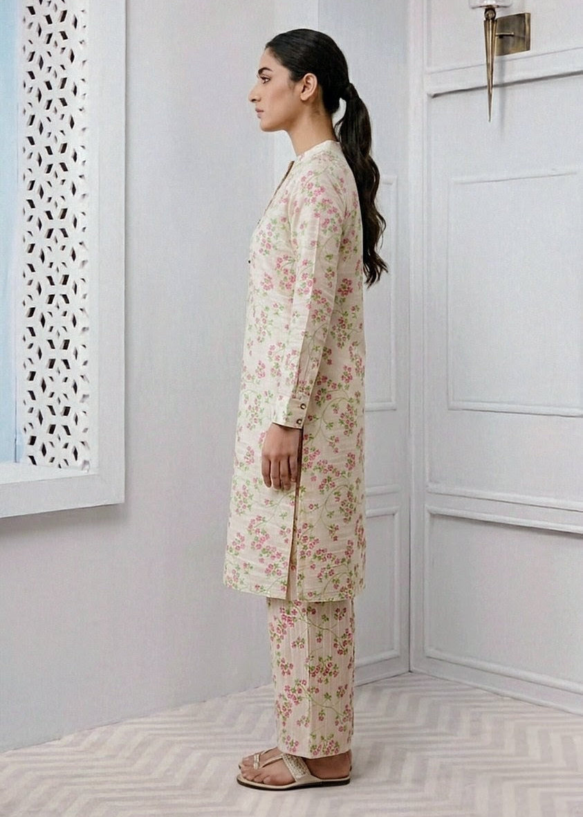 2-Piece Stitched Printed Arabic-lawn Suit
