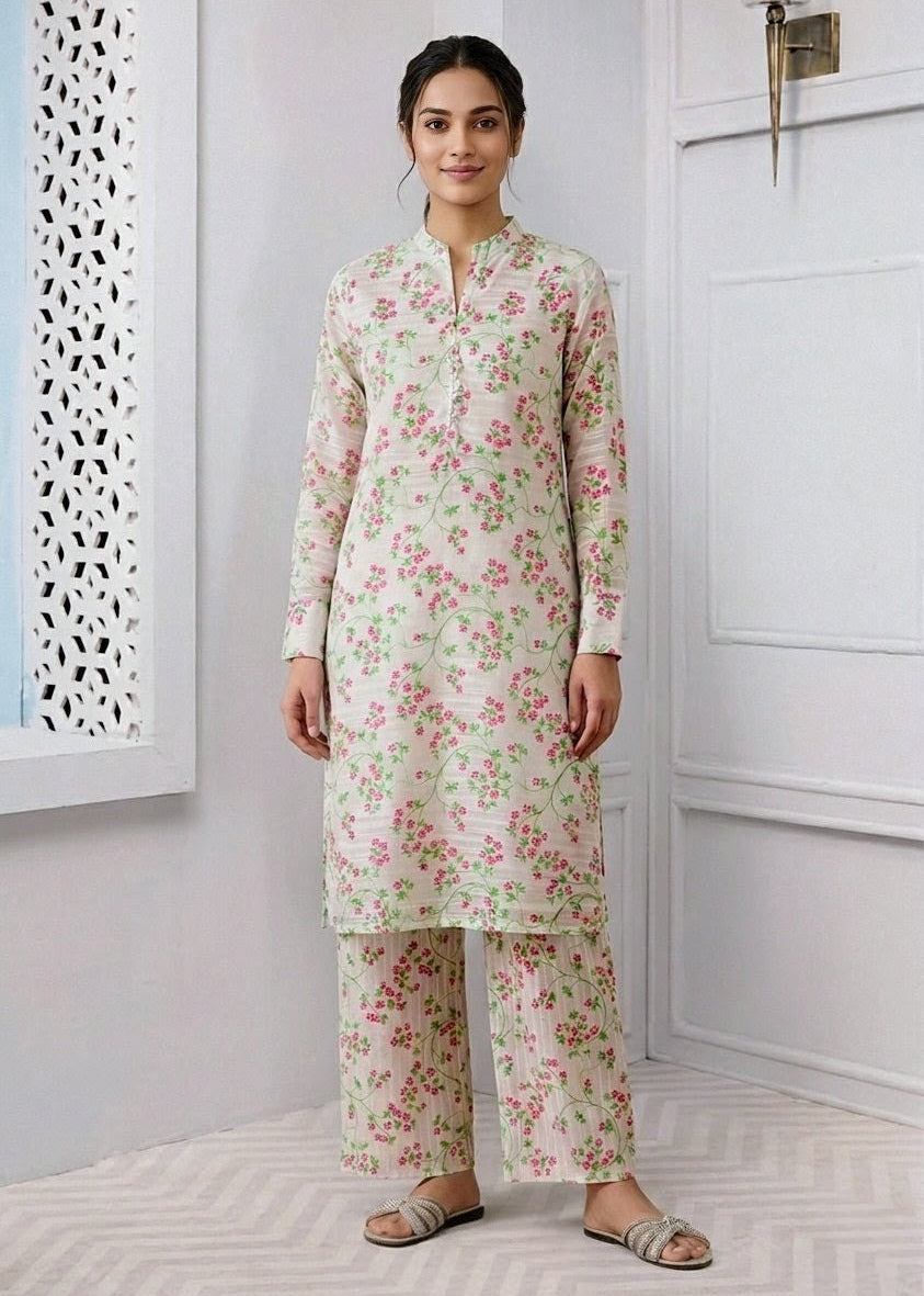 2-Piece Stitched Printed Arabic-lawn Suit