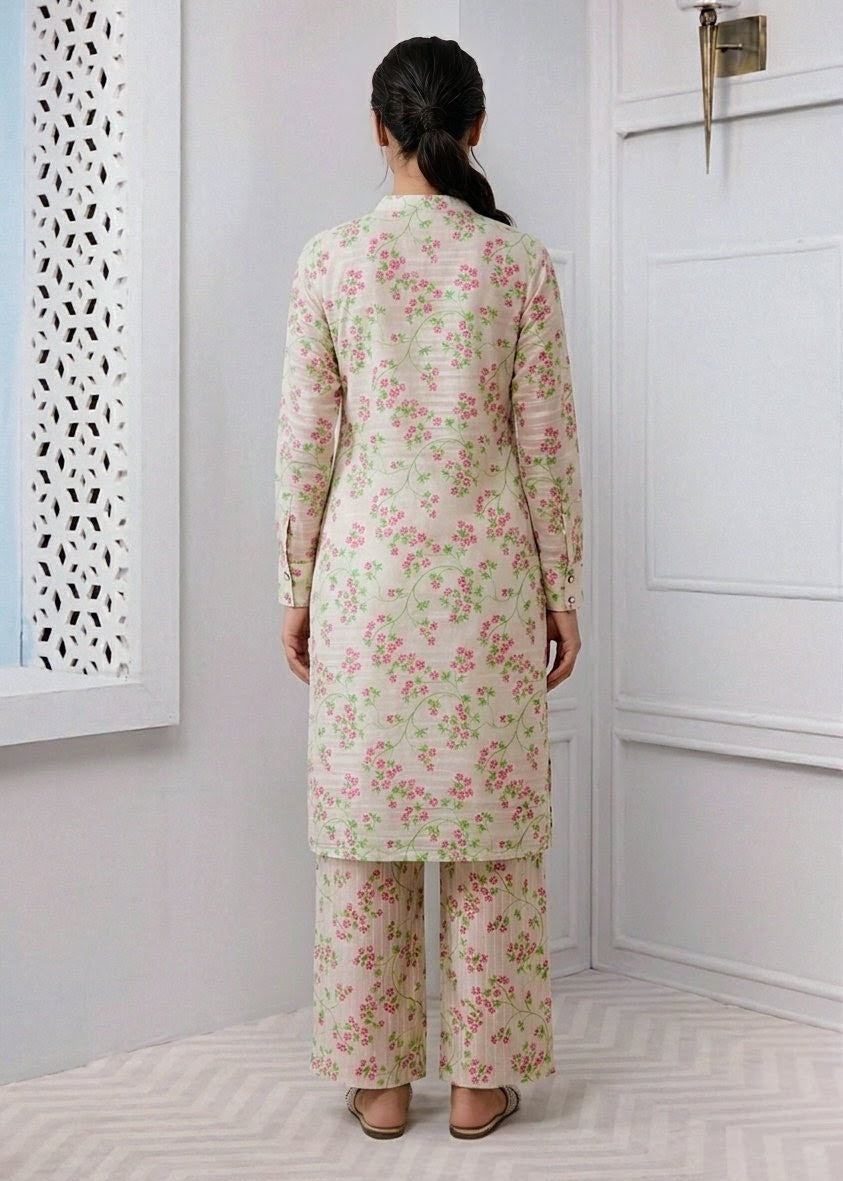 2-Piece Stitched Printed Arabic-lawn Suit