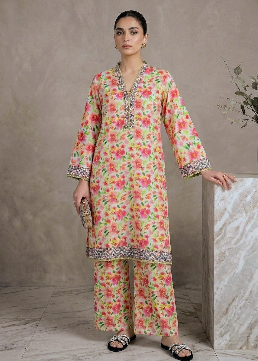 2-PC Stitched Printed Arabic-lawn Suit